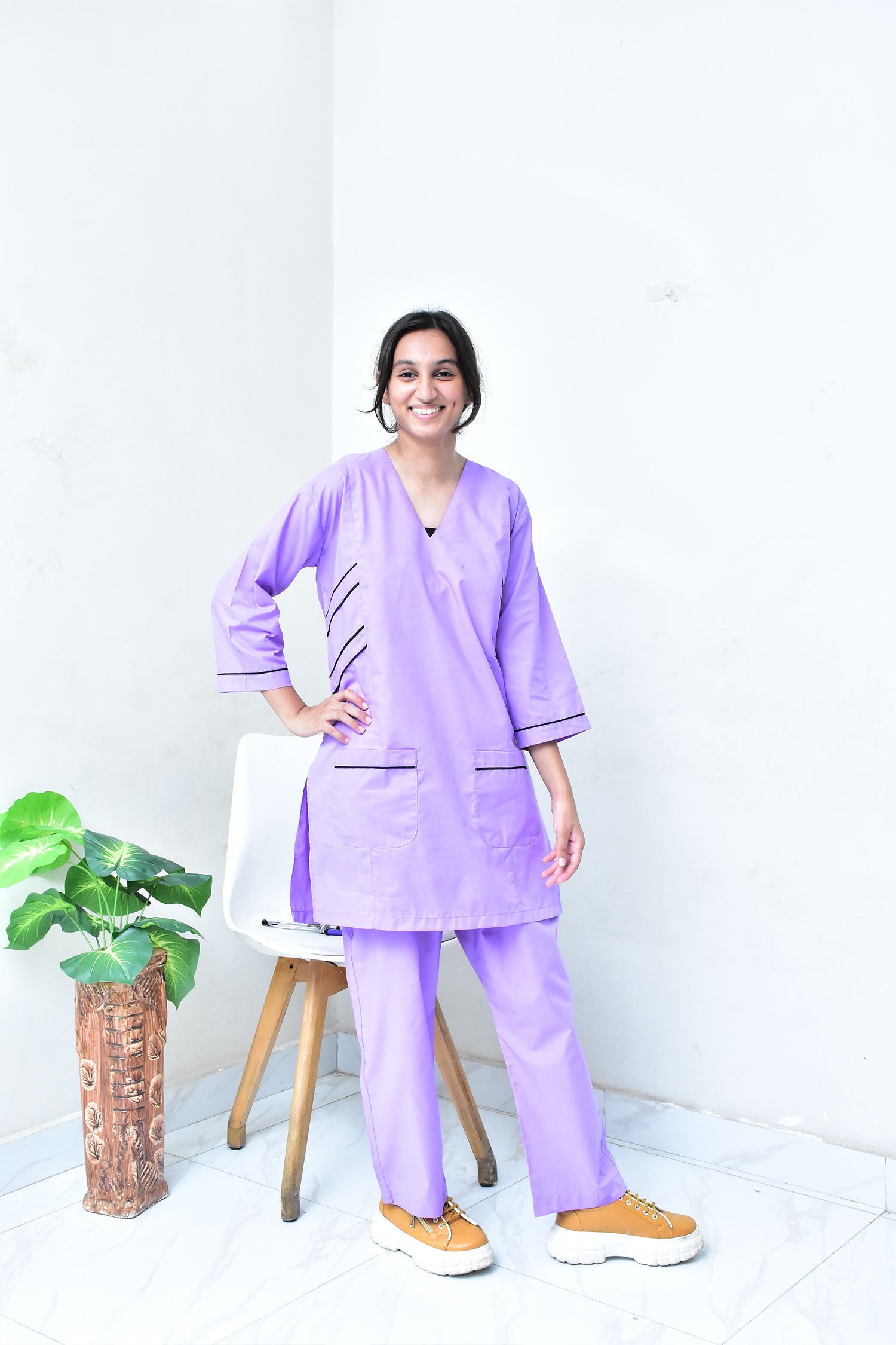 Women's 5-Pocket Scrub with Bell Bottom Pants