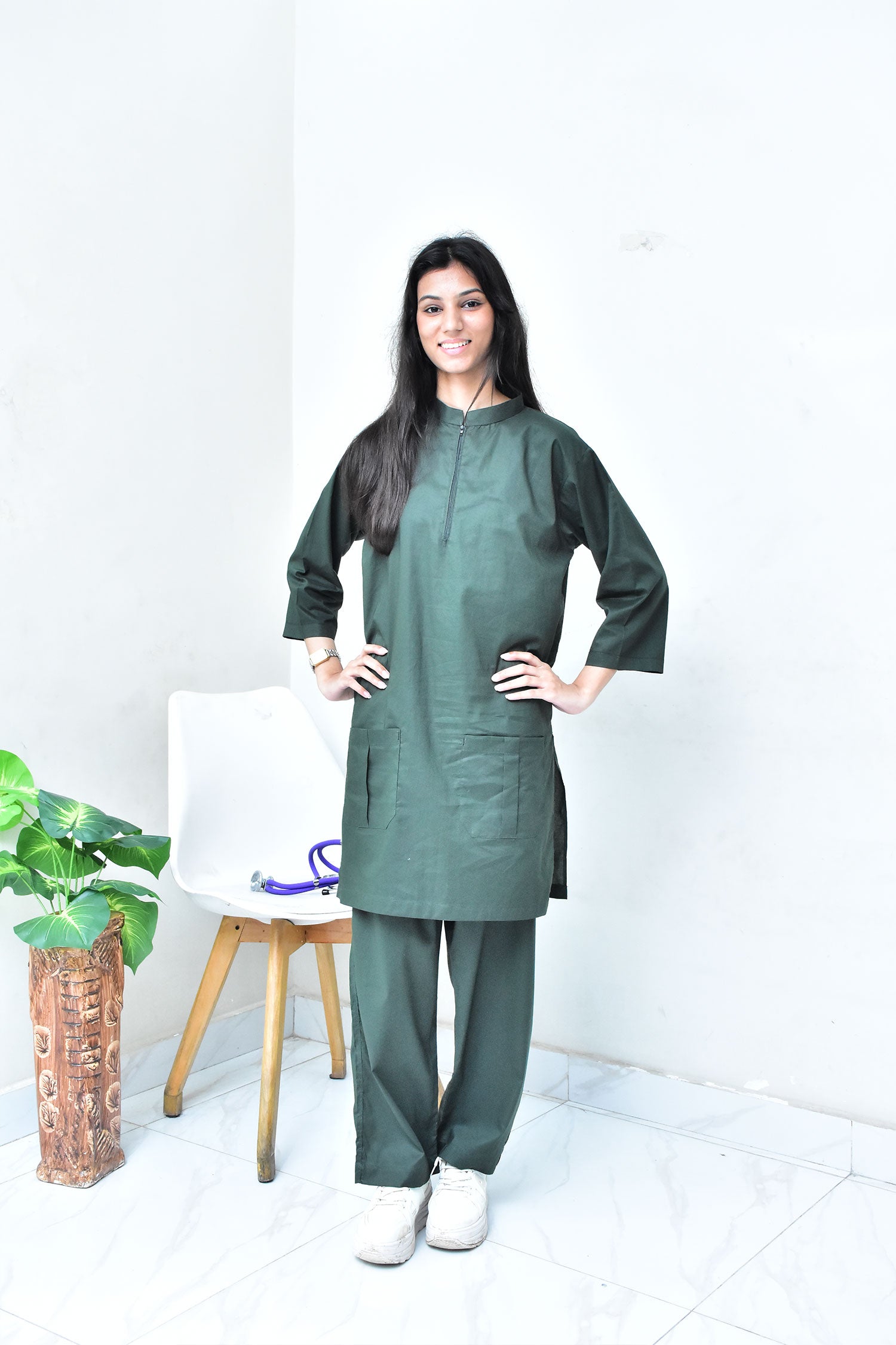 Women's 5-Pocket Scrub with Bell Bottom Pants