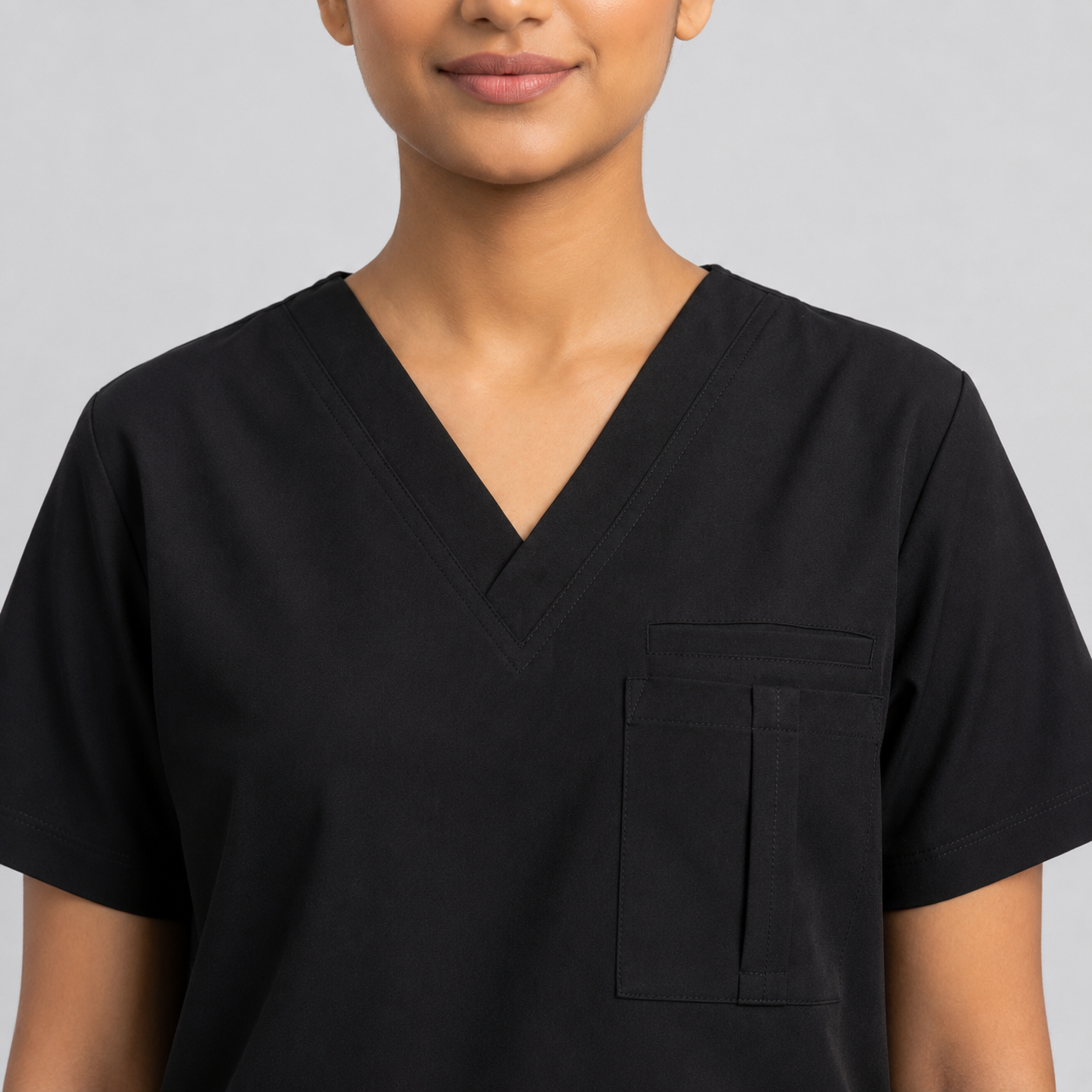 Medsiwear Elite Women's Medical Scrub Set – Premium Black Stretch Scrubs for Doctors & Nurses