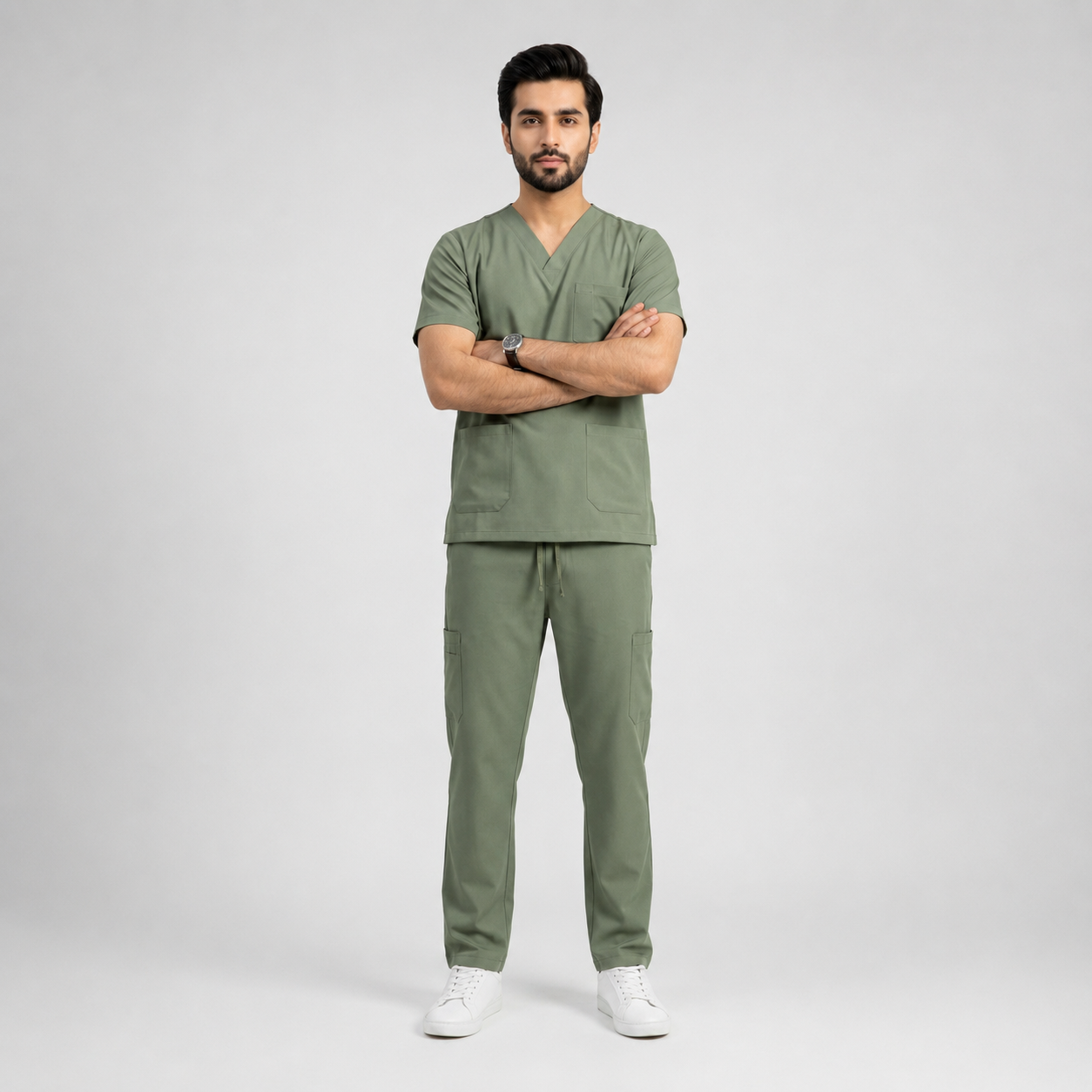 Medsiwear Apex Pro Men's Medical Scrub Set – Olive Green Premium Stretch Scrubs for Doctors & Nurses