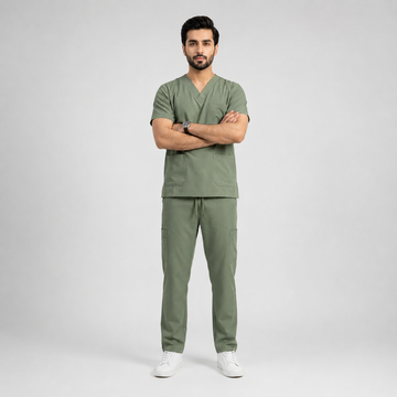 Medsiwear Apex Pro Men's Medical Scrub Set – Olive Green Premium Stretch Scrubs for Doctors & Nurses