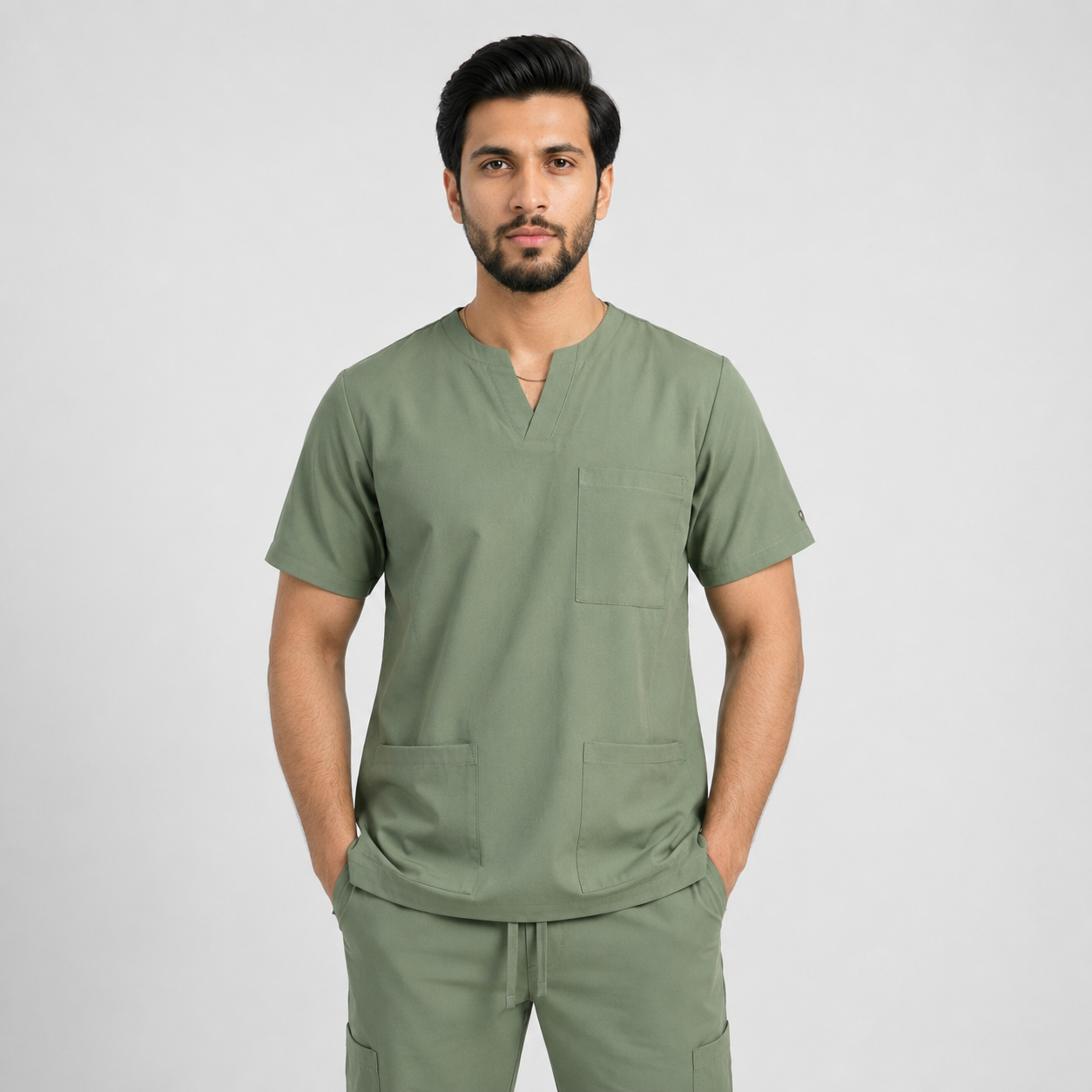 Medsiwear Apex Pro Men's Medical Scrub Set – Olive Green Premium Stretch Scrubs for Doctors & Nurses