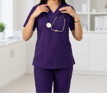 Medsiwear Elite Women's Medical Scrub Set – Royal Purple Premium Stretch Scrubs for Doctors & Nurses