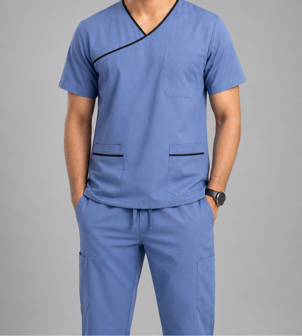 Medsiwear Apex Pro Men's Medical Scrub Set – Premium Breathable Hospital Uniform (Sky Blue)