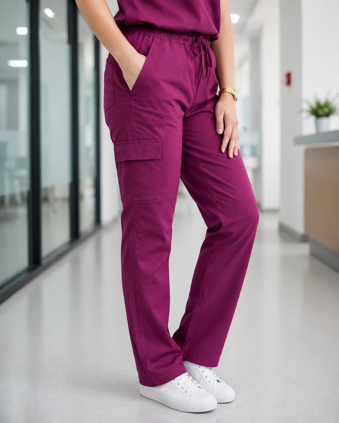 Medsiwear Elite Women's Medical Scrub Set – Wine Purple Premium Stretch Scrubs for Doctors & Nurses