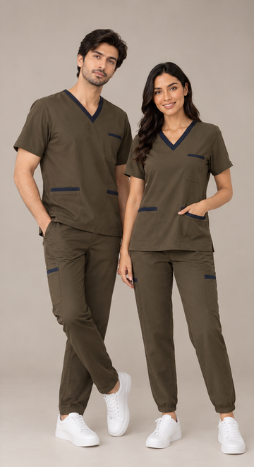 Olive Green unisex scrub set – men and women couple set