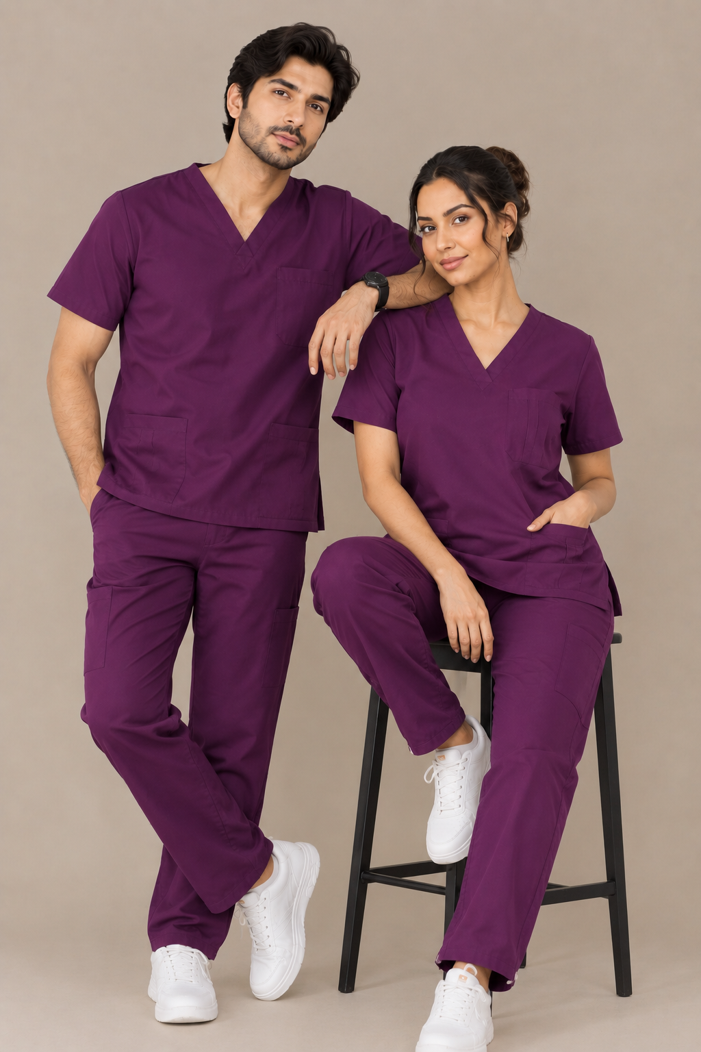 Wine Purple unisex scrub set – men and women couple set