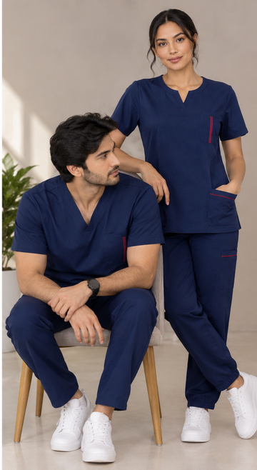 Navy Blue unisex scrub set – men and women couple set