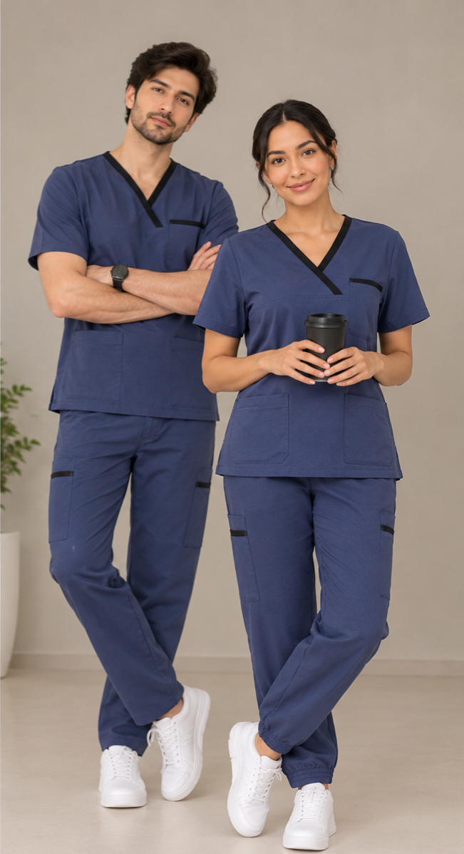 Slate Blue unisex scrub set – matching couple scrubs