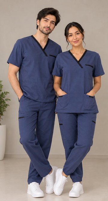 Slate Blue unisex scrub set – men and women couple set