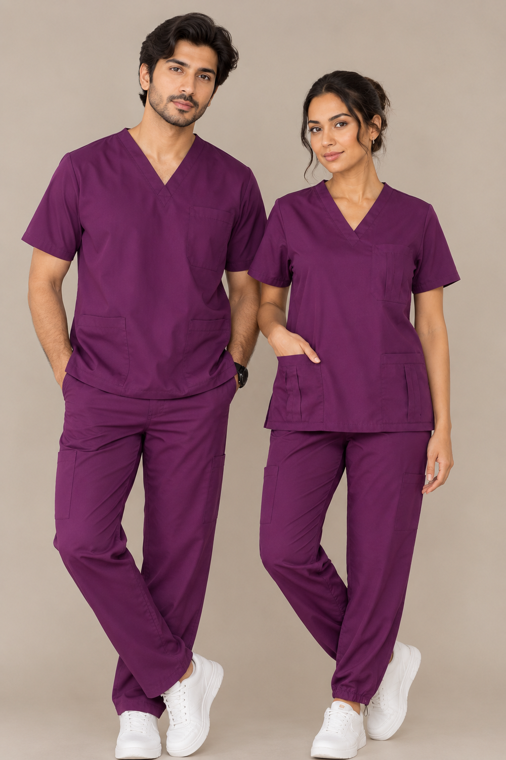 Wine Purple unisex scrub set – men’s set on male model